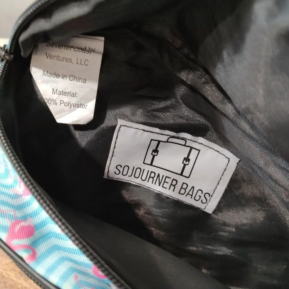 Sojourner Aqua Blue Pink Flamingo Belt Bag Fanny Pack Adjustable Strap Coastal‎